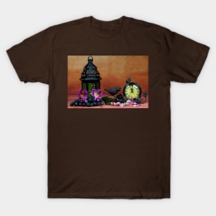 A still life of a lantern, grapes,flowers T-Shirt